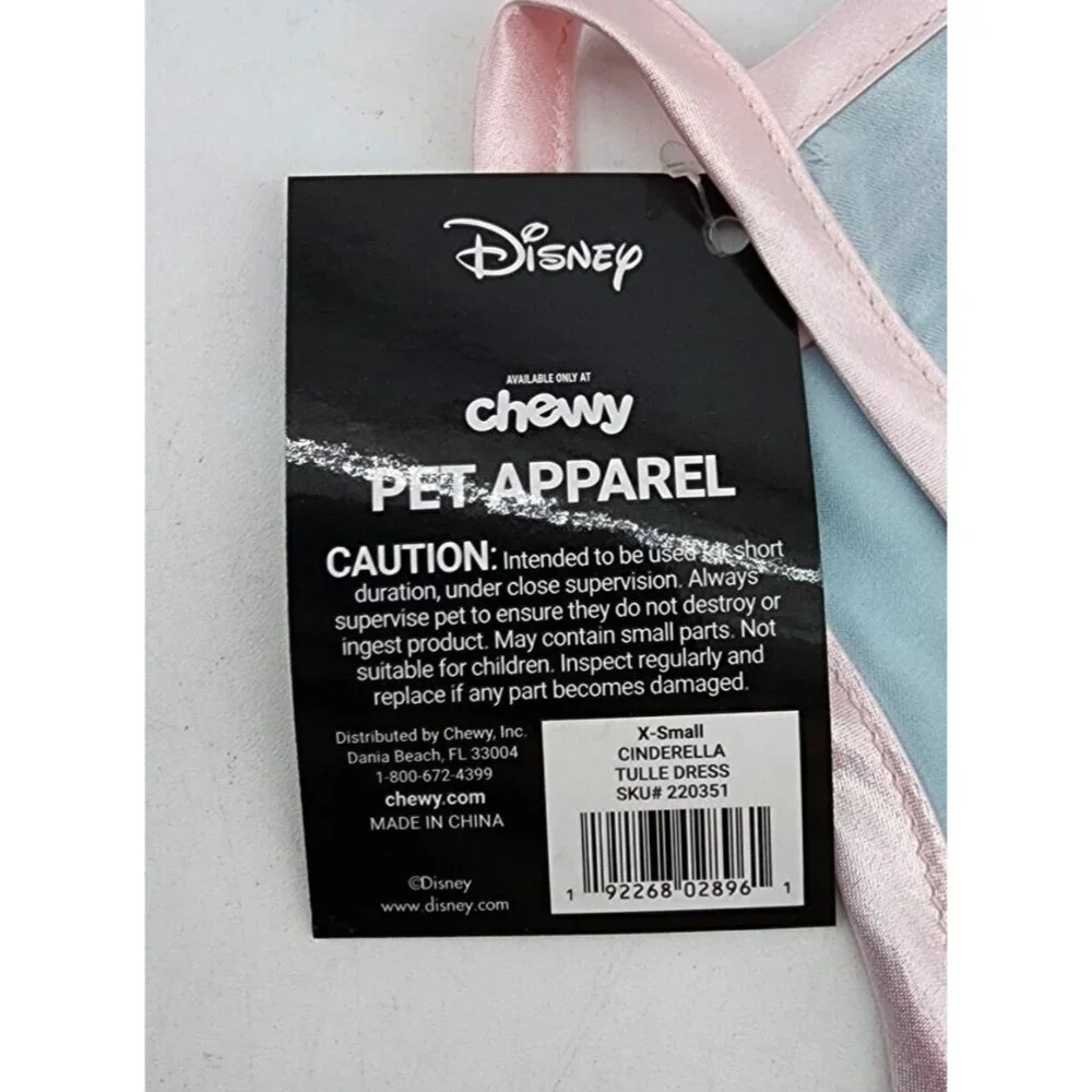 NEW Disney for Chewy Pet Apparel Dog/Cat Cinderella Princess Tulle Dress Size XS